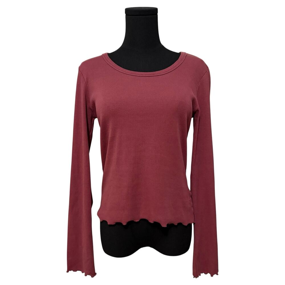 Known Supply Jill Ribbed Top Lettuce Edge Organic Cotton Mulberry Medium